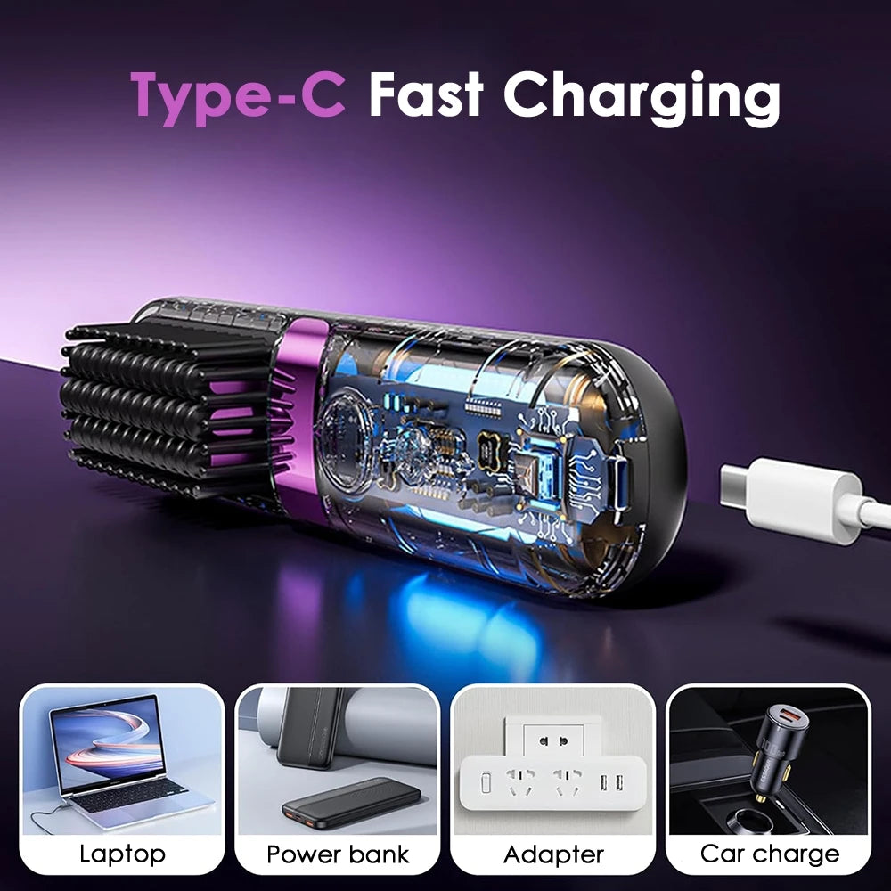 Hair Straightener Brush with LCD Display Cordless USB Charging Straightener Portable Mini Straightening Brush for Home Travel